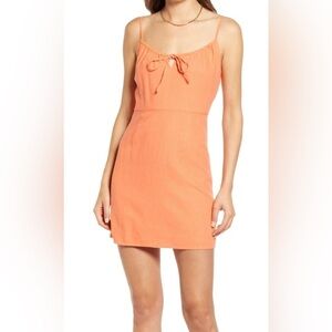 NWT BP Nordstrom Camelia Linen Blend Mini Dress in Coral, Size M